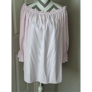 WAYF Freeman Off The Shoulder Mini Dress | top in Pink Stripe